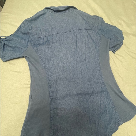 Guess Blue Shirt with Gold Accents - Picture 4 of 5